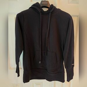 Alo Heat Up Hoodie Sweatshirt Black Sherpa Lined Black Yoga Gym Winter Women XS